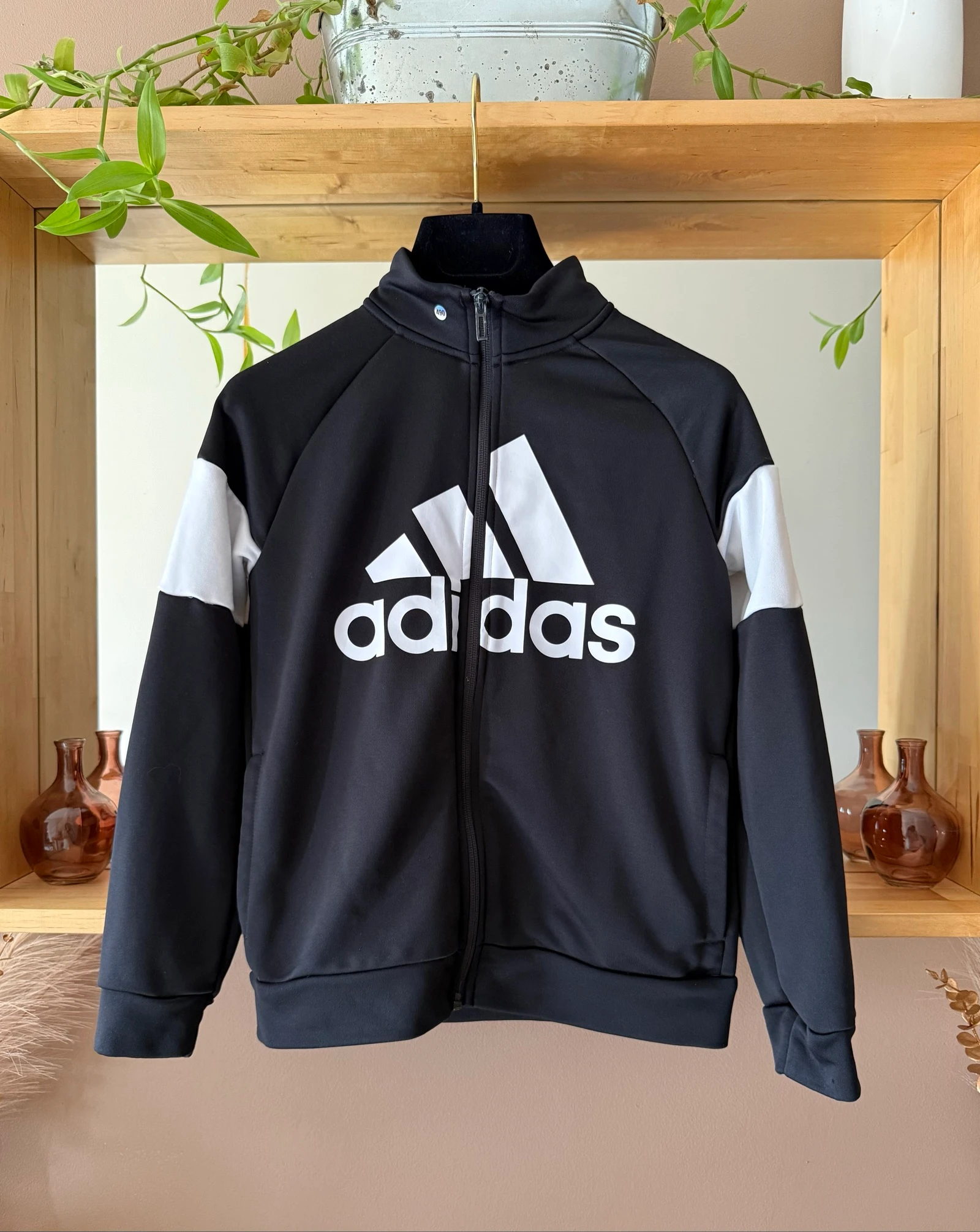 Veste Adidas Enfant 9-10 Ans 140 Noire & Blanche Zippée – Très Bon État